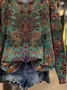 Women Floral Crew Neck Printing Casual Spring/Fall Long Sleeve Sweatshirt
