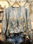 Women Floral Crew Neck Printing Casual Spring/Fall Long Sleeve Sweatshirt