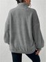 Women Plain Mock Neck Split Joint Vintage Spring/Fall Long Sleeve Sweatshirt