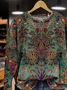 Women Floral Crew Neck Printing Casual Spring/Fall Long Sleeve Sweatshirt