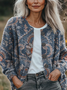 Women Floral Printing Long Sleeve Crew Neck Vintage Spring/Fall Cardigan Outerwear