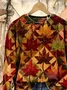 Women Maple Leaf Crew Neck Printing Casual Spring/Fall Long Sleeve Sweatshirt