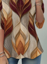 Women Abstract Long Sleeve Tee T-shirt Crew Neck Casual Spring/Fall Tunic Top