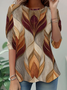 Women Abstract Long Sleeve Tee T-shirt Crew Neck Casual Spring/Fall Tunic Top