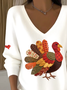 Women Turkey Spring/Fall Long Sleeve Vintage Holiday Sweatshirt