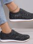 All Season Plain Street Shallow Sequined Rhinestone Elastic Casual Shoes