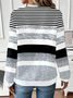 Women Striped Crew Neck Printing Casual Spring/Fall Long Sleeve Sweatshirt