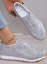 All Season Plain Street Shallow Sequined Rhinestone Elastic Casual Shoes