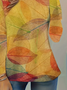 Women Leaf Long Sleeve Tee T-shirt Crew Neck Casual Spring/Fall Tunic Top