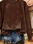 Women Floral Crew Neck Printing Casual Spring/Fall Long Sleeve Sweatshirt