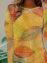 Women Leaf Long Sleeve Tee T-shirt Crew Neck Casual Spring/Fall Tunic Top
