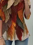 Women Leaf Long Sleeve Tee T-shirt Crew Neck Casual Spring/Fall Tunic Top
