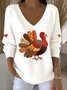 Women Turkey Spring/Fall Long Sleeve Vintage Holiday Sweatshirt