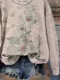 Women Floral Crew Neck Printing Casual Spring/Fall Long Sleeve Sweatshirt