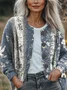 Women Floral Printing Long Sleeve Crew Neck Vintage Spring/Fall Cardigan Outerwear