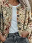 Women Floral Printing Long Sleeve Crew Neck Vintage Spring/Fall Cardigan Outerwear
