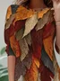 Women Leaf Long Sleeve Tee T-shirt Crew Neck Casual Spring/Fall Tunic Top