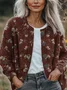 Women Floral Printing Long Sleeve Crew Neck Vintage Spring/Fall Cardigan Outerwear