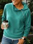 Women Plain Asymmetrical Collar Split Joint Vintage Spring/Fall Long Sleeve Sweatshirt