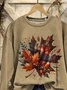 Women Maple Leaf Crew Neck Printing Casual Spring/Fall Long Sleeve Sweatshirt