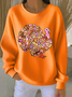 Women Turkey Crew Neck Casual Spring/Fall Long Sleeve Sweatshirt