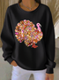 Women Turkey Crew Neck Casual Spring/Fall Long Sleeve Sweatshirt