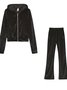 Women Plain Split Joint Two-Piece Set Daily Long Sleeve Casual Spring/Fall Top With Pants Matching Set