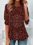 Women Floral Long Sleeve Tee T-shirt Crew Neck Casual Spring/Fall Tunic Top
