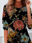 Women Floral Long Sleeve Tee T-shirt Crew Neck Casual Spring/Fall Tunic Top