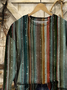 Women Striped Crew Neck Printing Casual Spring/Fall Long Sleeve Sweatshirt