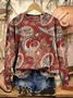 Women Floral Crew Neck Printing Casual Spring/Fall Long Sleeve Sweatshirt