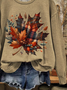 Women Maple Leaf Crew Neck Printing Casual Spring/Fall Long Sleeve Sweatshirt