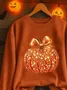 Women Halloween (pumpkin) Crew Neck Printing Casual Spring/Fall Long Sleeve Sweatshirt