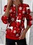 Women Christmas Crew Neck Printing Casual Spring/Fall Long Sleeve Sweatshirt