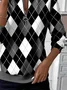 Women Plaid Crew Neck Printing Casual Spring/Fall Long Sleeve Sweatshirt