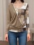 Women Geometric Long Sleeve Tee T-shirt Crew Neck Printing Vintage Spring/Fall Top