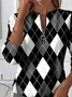 Women Plaid Crew Neck Printing Casual Spring/Fall Long Sleeve Sweatshirt