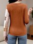 Women Geometric Long Sleeve Tee T-shirt Crew Neck Printing Vintage Spring/Fall Top