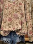 Women Floral Crew Neck Printing Casual Spring/Fall Long Sleeve Sweatshirt