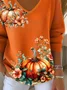 Women Floral Long Sleeve Tee T-shirt V Neck Printing Casual Spring/Fall Top