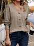 Women Plain Long Sleeve Tee T-shirt V Neck Split Joint Casual Spring/Fall Top
