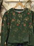 Women Floral Crew Neck Printing Casual Spring/Fall Long Sleeve Sweatshirt