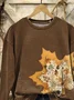 Women Maple Leaf Crew Neck Printing Casual Spring/Fall Long Sleeve Sweatshirt