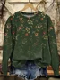 Women Floral Crew Neck Printing Casual Spring/Fall Long Sleeve Sweatshirt