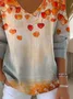 Women Maple Leaf Long Sleeve Tee T-shirt V Neck Printing Casual Spring/Fall Top