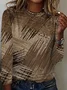 Women Abstract Long Sleeve Tee T-shirt Crew Neck Printing Casual Spring/Fall Graphic Tee Top