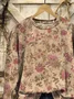 Women Floral Crew Neck Printing Casual Spring/Fall Long Sleeve Sweatshirt