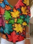Women Maple Leaf Long Sleeve Tee T-shirt V Neck Printing Casual Spring/Fall Top