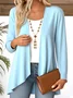Women Plain Long Sleeve Blouse Spring/Fall V Neck Daily Casual Top