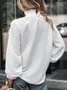 Women Geometric Long Sleeve Tee T-shirt Stand Collar Gathered Vintage Spring/Fall Top